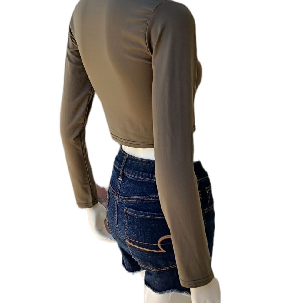 609733....Long Sleeve Turtleneck Crop Top Size S - Picture 3 of 5